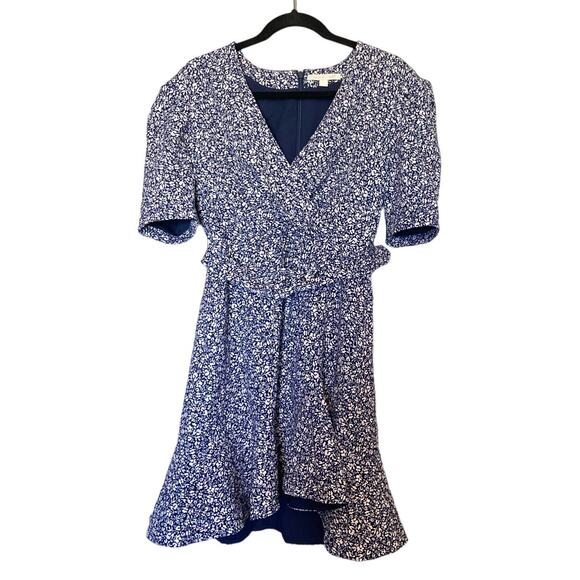 Jonathan Simkhai Evelyn Floral Cottagecore Belted Ruffle Hem Mini Dress Blue 8 - Picture 4 of 8